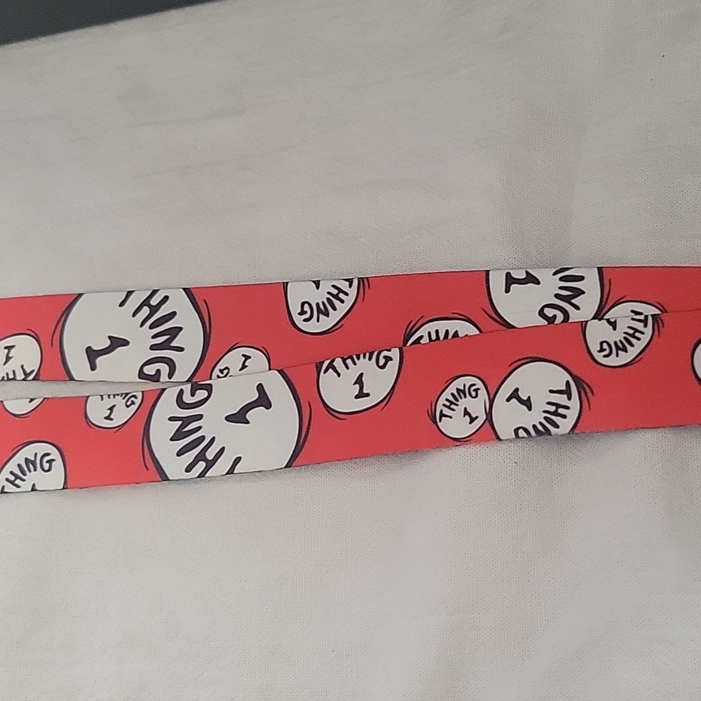 Thing 1 (red) and Thing 2 (blue) reversible lanyard.